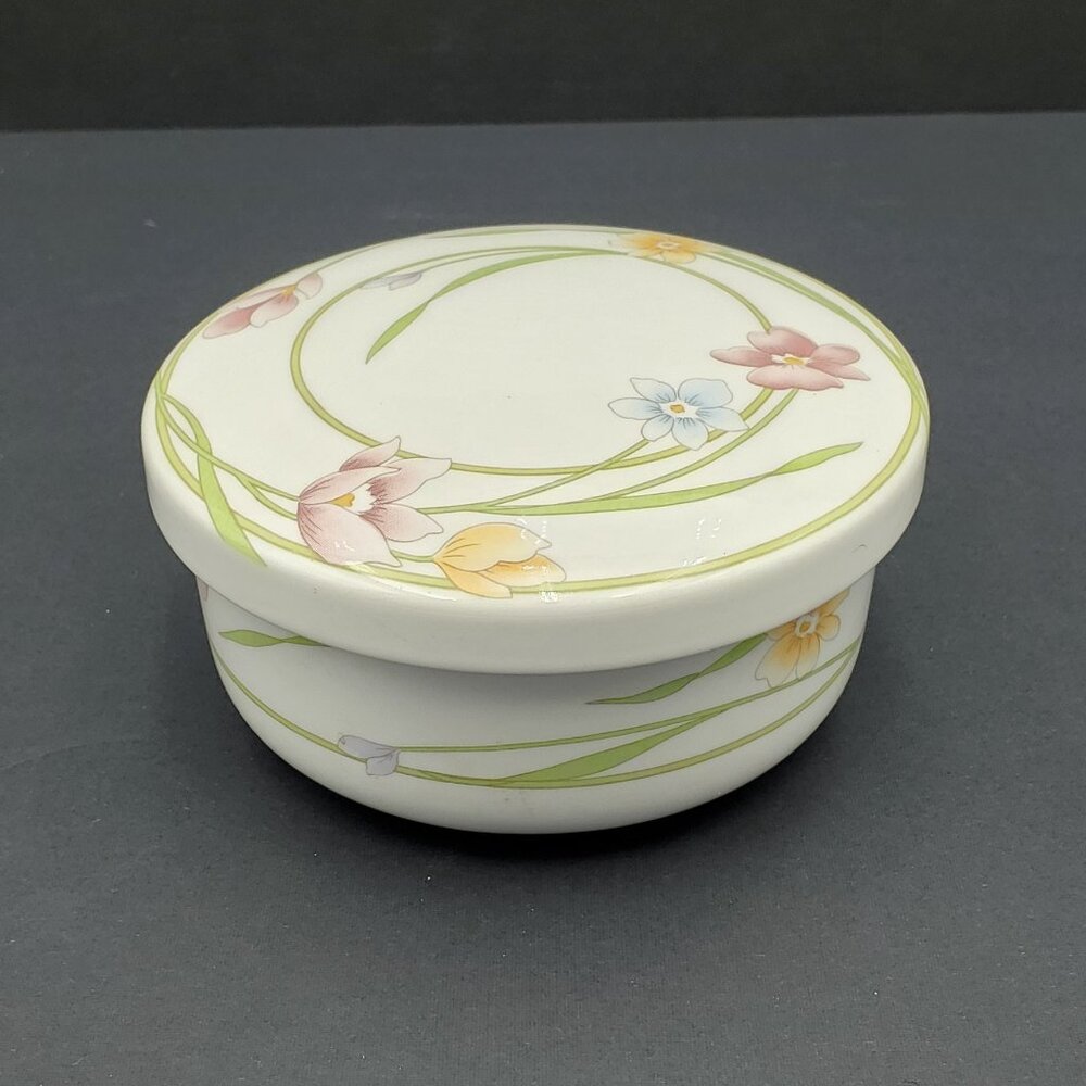 Hankook Floral Trinket Box Lidded Dish Keepsake Box Covered Jewelry Dish